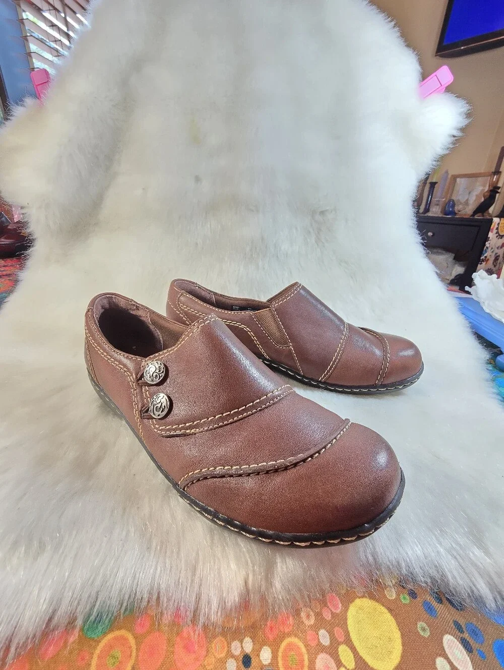 Clark's Ashland Alpine Brown Slip-on Leather Loafers - Women's